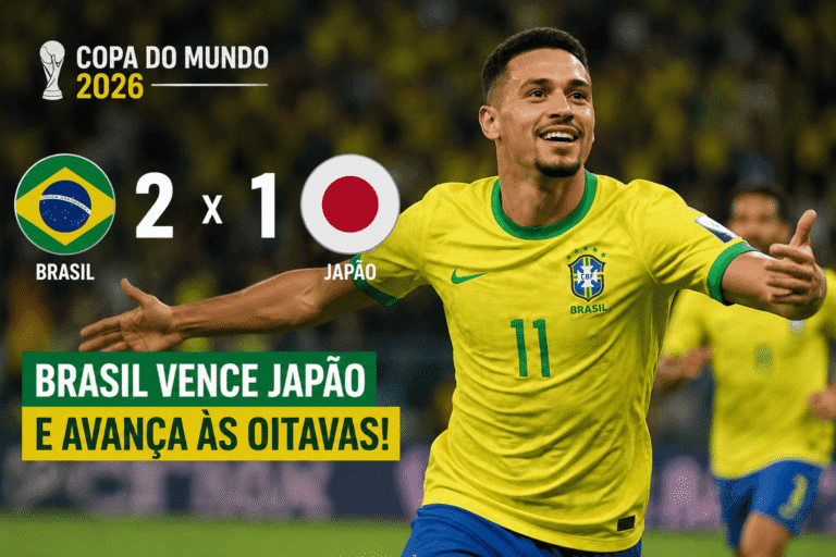 Brasil Vence o Japão de Virada e Avança às Oitavas da Copa do Mundo 2026 com Gols de Casemiro e Martinelli.