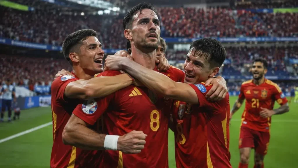 Fabián Ruiz comemora gol da Espanha contra a Bélgica nas quartas da Copa do Mundo 2026