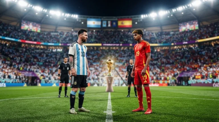 Messi e Lamine Yamal antes da final da Copa do Mundo 2026