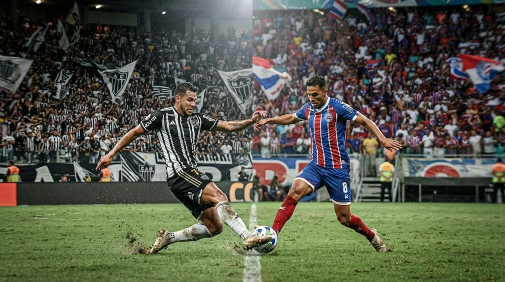 Rogério Ceni e Eduardo Domínguez comandam Bahia e Atlético-MG durante partida do Brasileirão