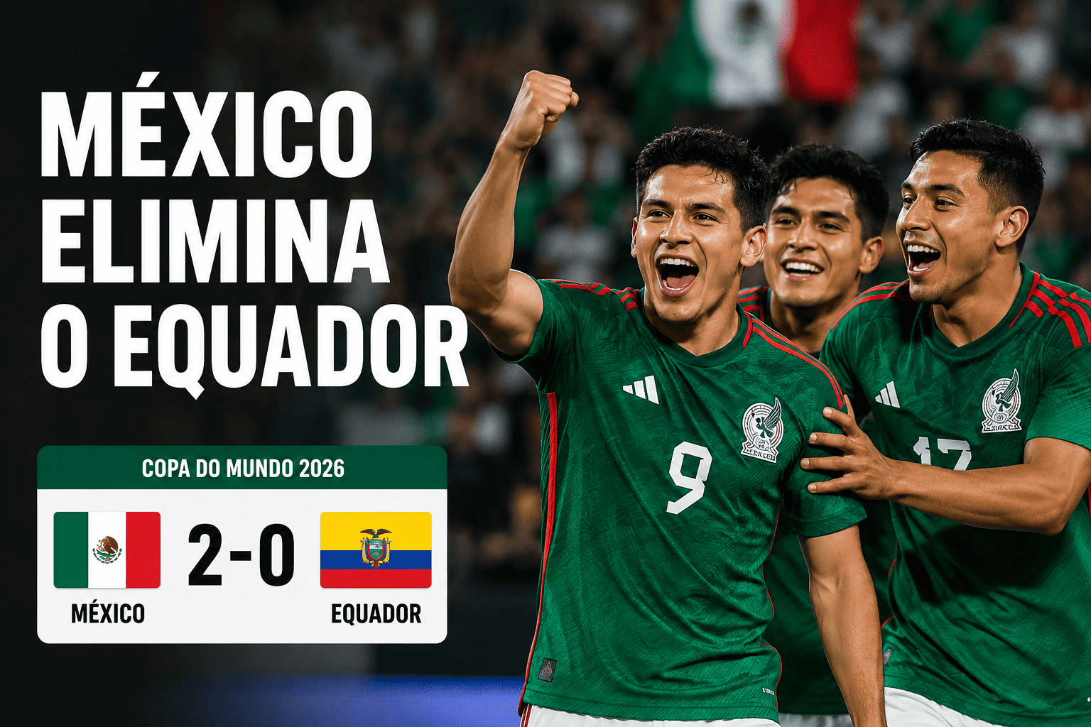 México elimina o Equador por 2 a 0 no Estádio Azteca e avança às oitavas da Copa do Mundo 2026