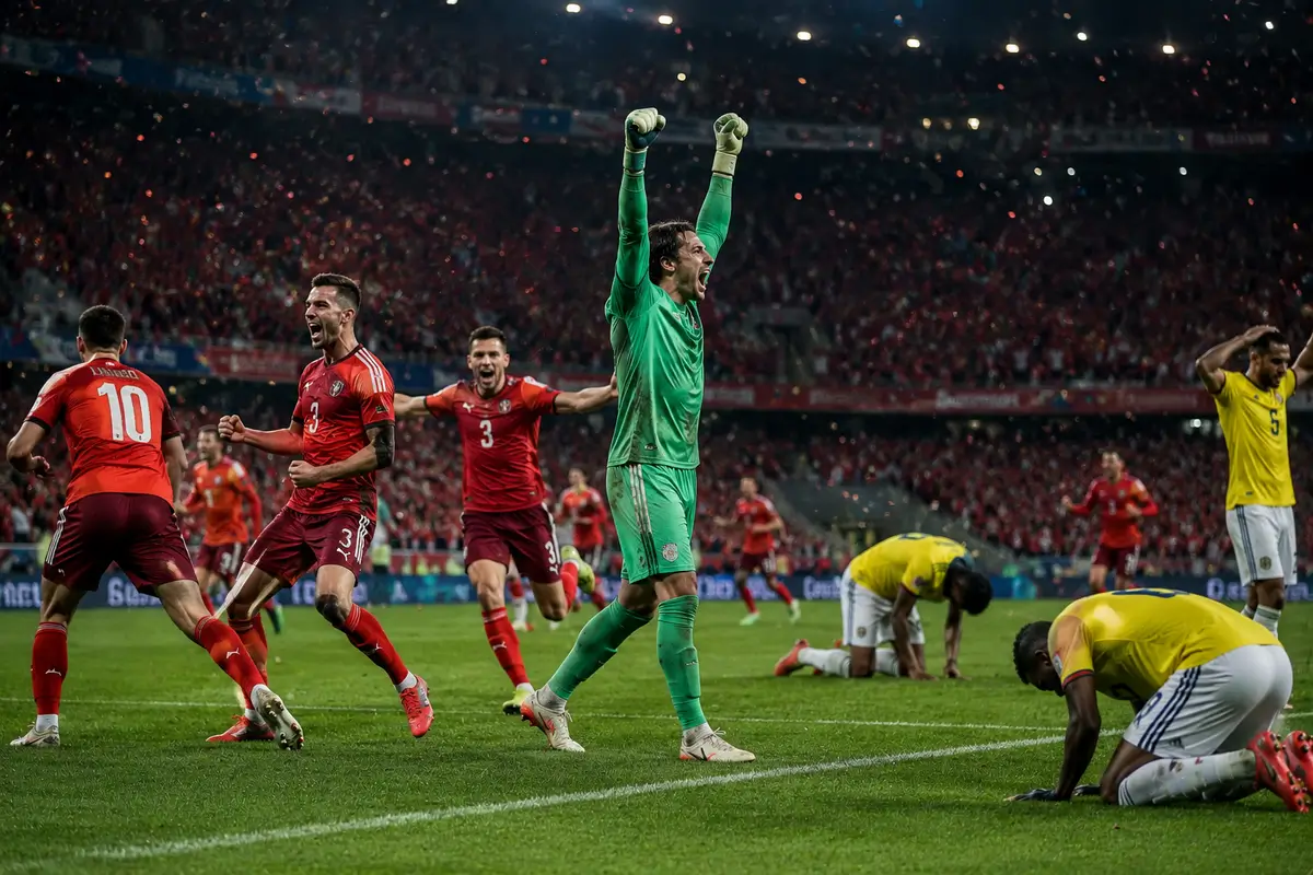 Suíça elimina a Colômbia nos pênaltis pelas oitavas de final da Copa do Mundo 2026
