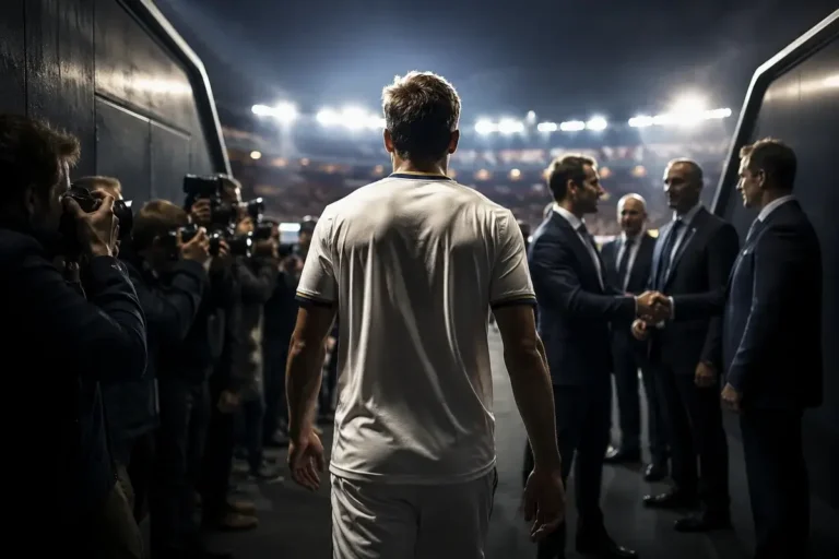Escudos de Real Madrid, Barcelona, Manchester United e Chelsea representando o mercado da bola europeu 2026