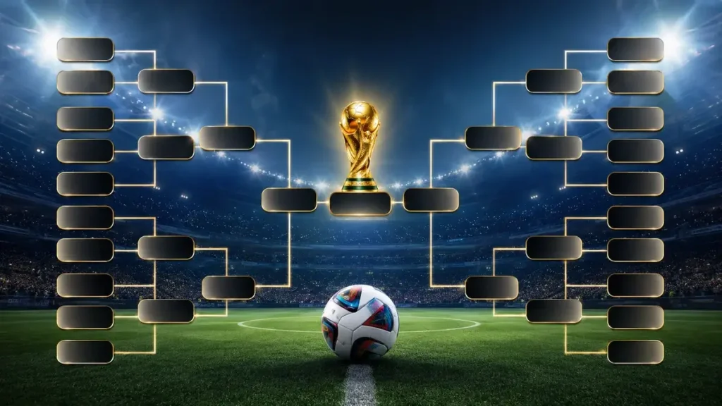 Representação visual do chaveamento da Copa do Mundo 2026 até a final