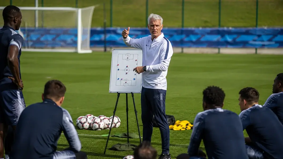 Didier Deschamps durante entrevista coletiva antes de França x Marrocos