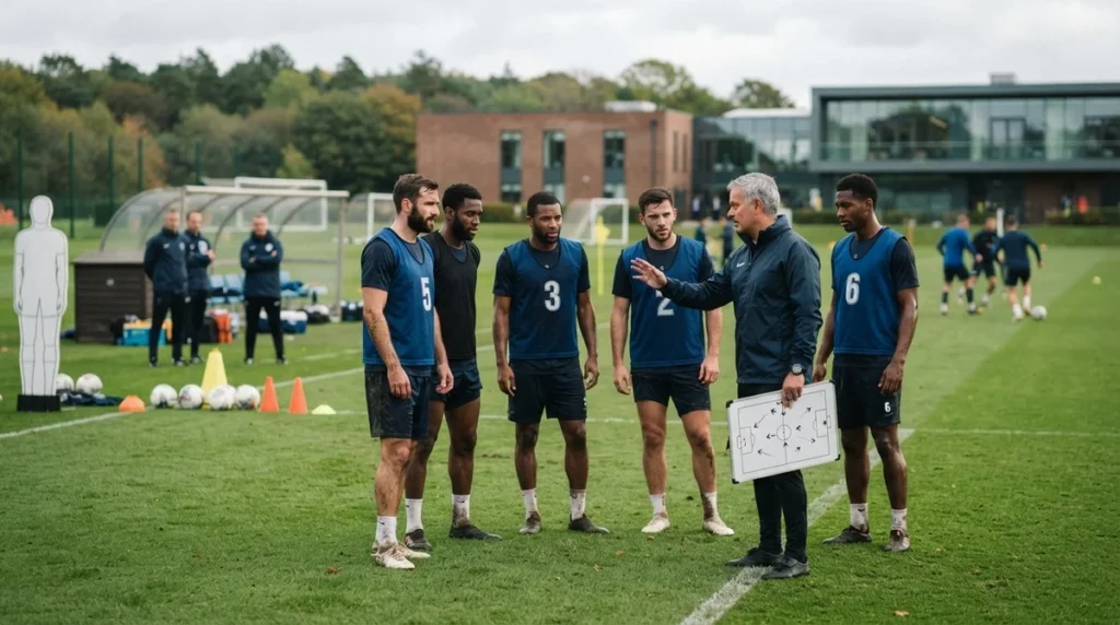 Treino tático de zagueiros durante a preparação dos clubes para a retomada do Brasileirão.