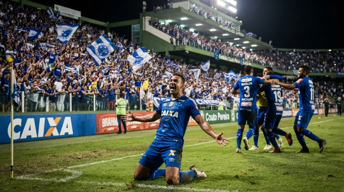 Cruzeiro comemora vitória sobre o Coritiba pelo Brasileirão 2026 no Couto Pereira