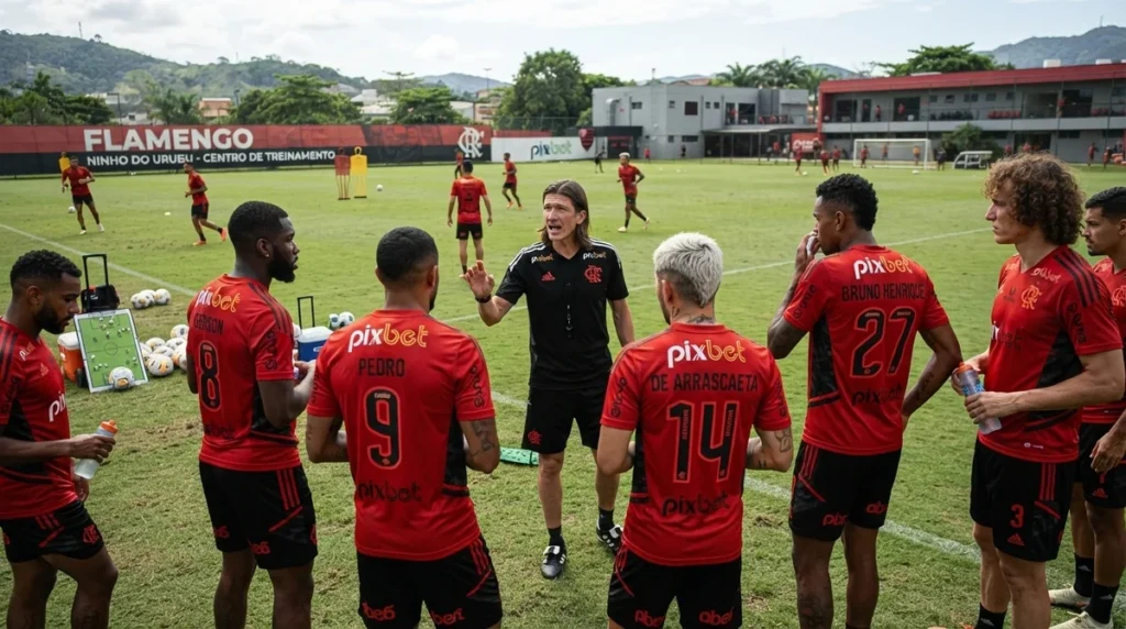 Flamengo finaliza preparação para duelo contra o Internacional.