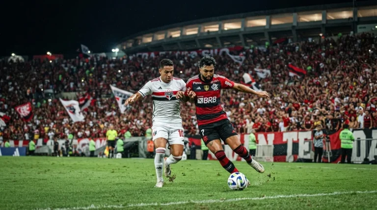 Flamengo e São Paulo disputam partida pela 20ª rodada do Brasileirão 2026 no Maracanã.