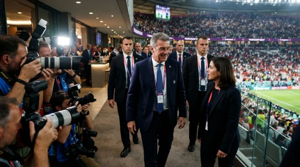 Dirigente do futebol internacional durante evento institucional realizado na Copa do Mundo de 2026.