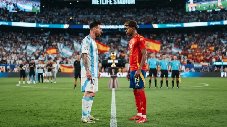 Messi e Lamine Yamal antes da final da Copa do Mundo 2026