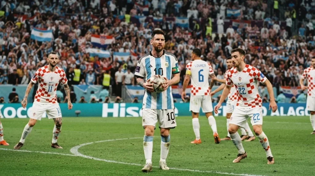 Messi em jogo decisivo da Copa do Mundo defendendo a seleção argentina