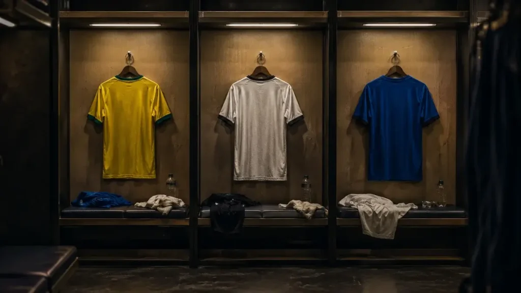 Vestiário vazio simboliza a eliminação de Brasil, Alemanha e Itália da Copa do Mundo 2026.