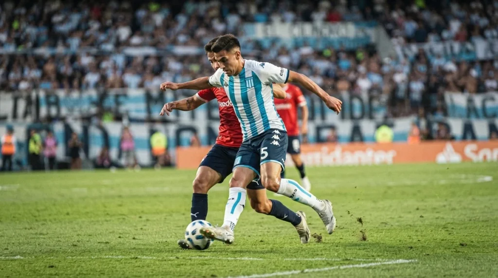 Santiago Sosa em ação pelo Racing durante partida do Campeonato Argentino.