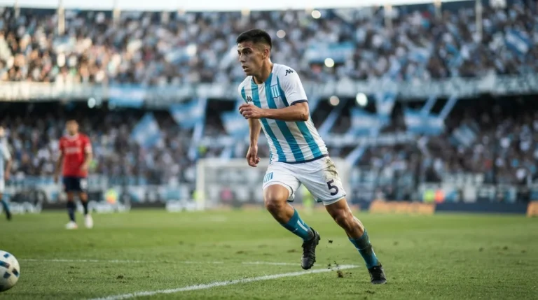 Santiago Sosa durante partida pelo Racing, alvo do Vasco na janela de transferências.