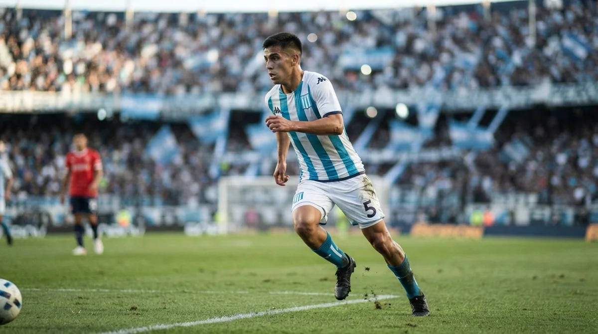 Santiago Sosa durante partida pelo Racing, alvo do Vasco na janela de transferências.