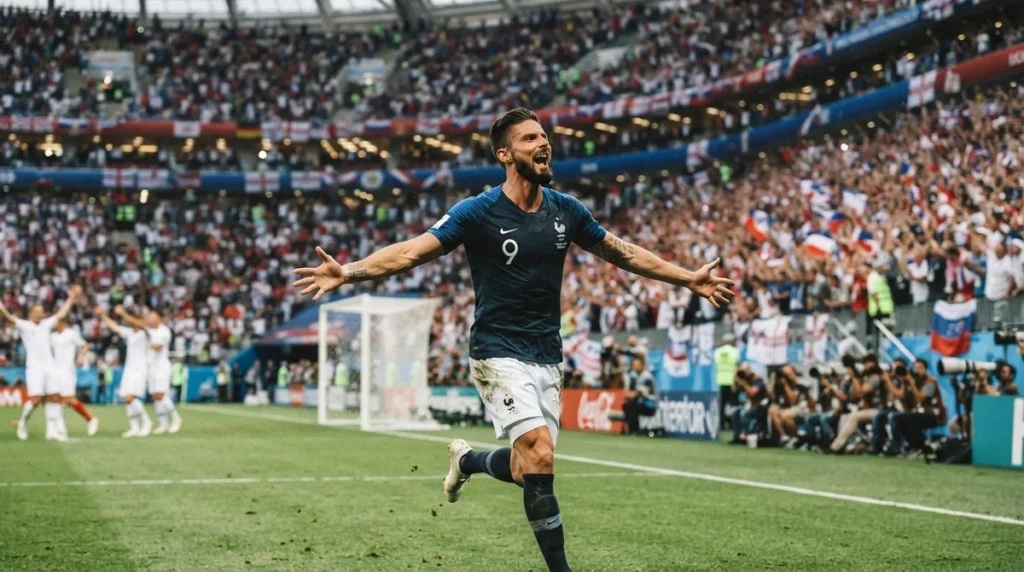 Jogador de futebol comemorando gol em competição internacional após valorização no mercado da bola