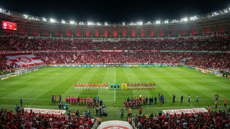 Internacional e Flamengo antes da partida no Beira-Rio pelo Brasileirão.
