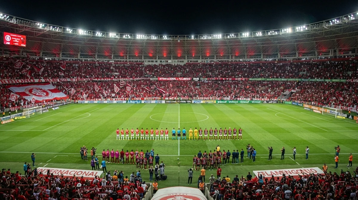 Internacional e Flamengo antes da partida no Beira-Rio pelo Brasileirão.