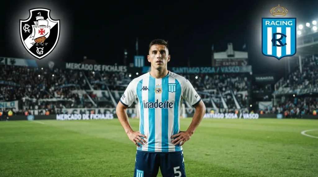 Montagem destaca a negociação entre Vasco e Racing pela contratação de Santiago Sosa.
