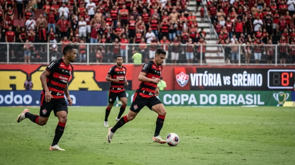 Jogadores do Vitória em busca da classificação contra o Athletico-PR na Copa do Brasil