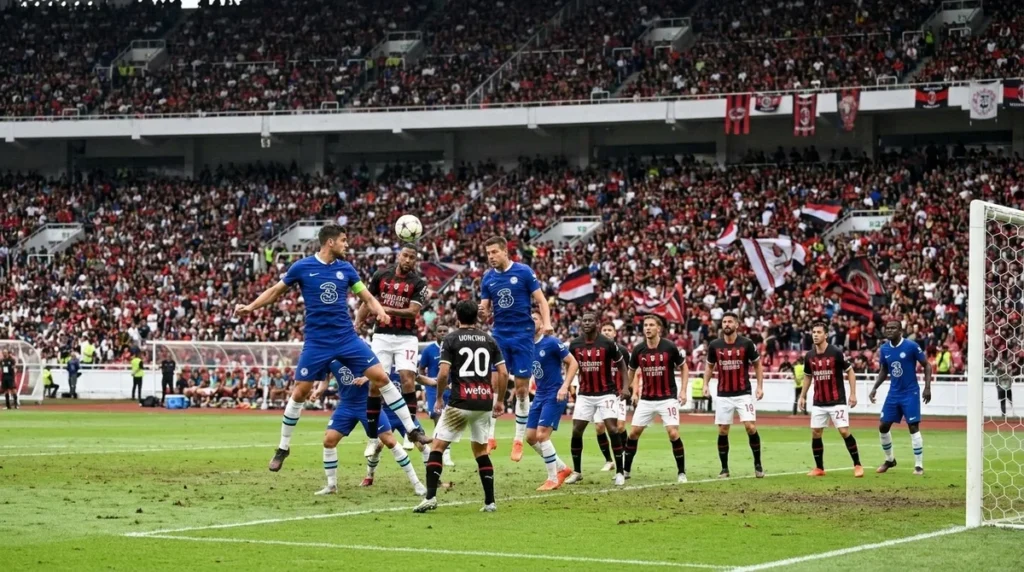 Jogadores do Chelsea e Milan disputam partida em Jakarta