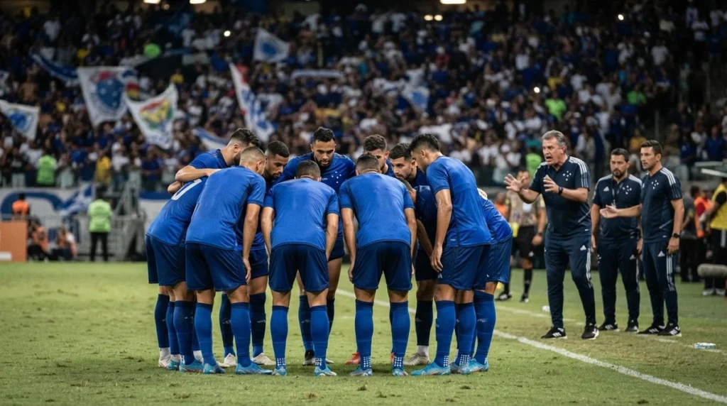 Jogadores do Cruzeiro durante preparação para enfrentar a Chapecoense pela Copa do Brasil.