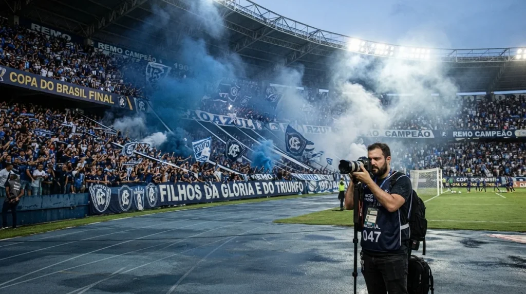 Torcida do Remo faz festa no Mangueirão antes do jogo contra o Santos pela Copa do Brasil