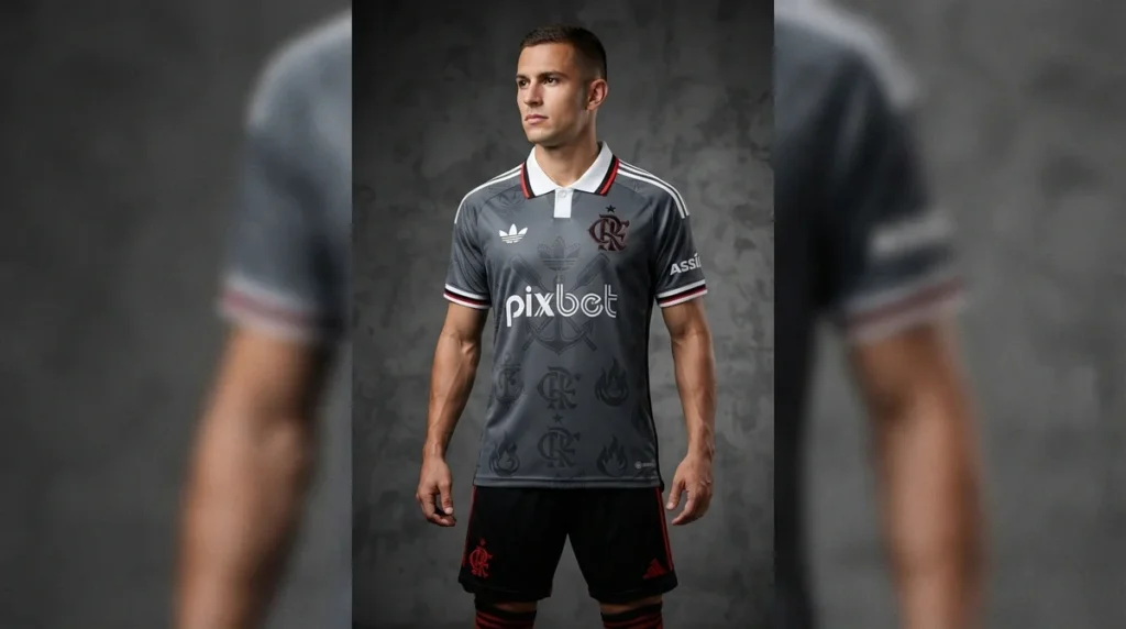 Detalhes da terceira camisa do Flamengo 2026 lançada pela Adidas