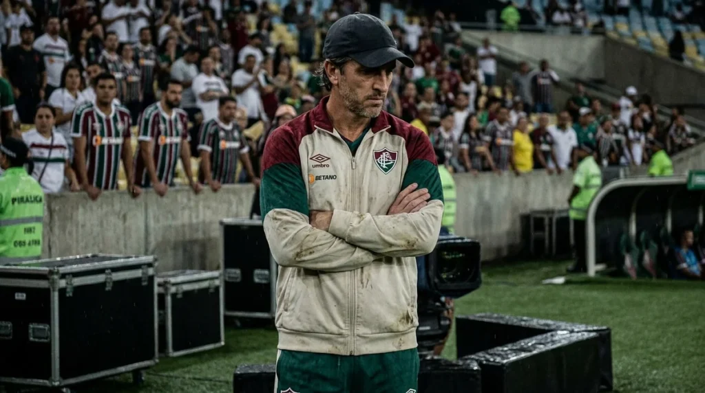 Zubeldía durante a derrota do Fluminense para o Vasco na Copa do Brasil.