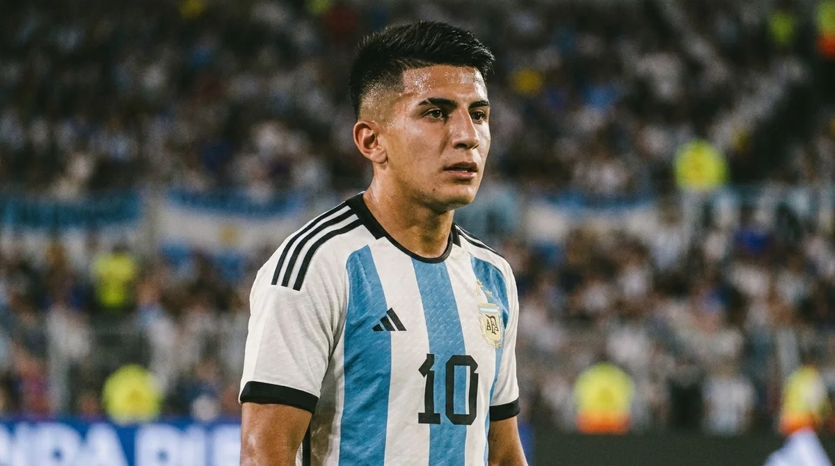 Thiago Almada durante disputa no mercado da bola entre River Plate e Flamengo