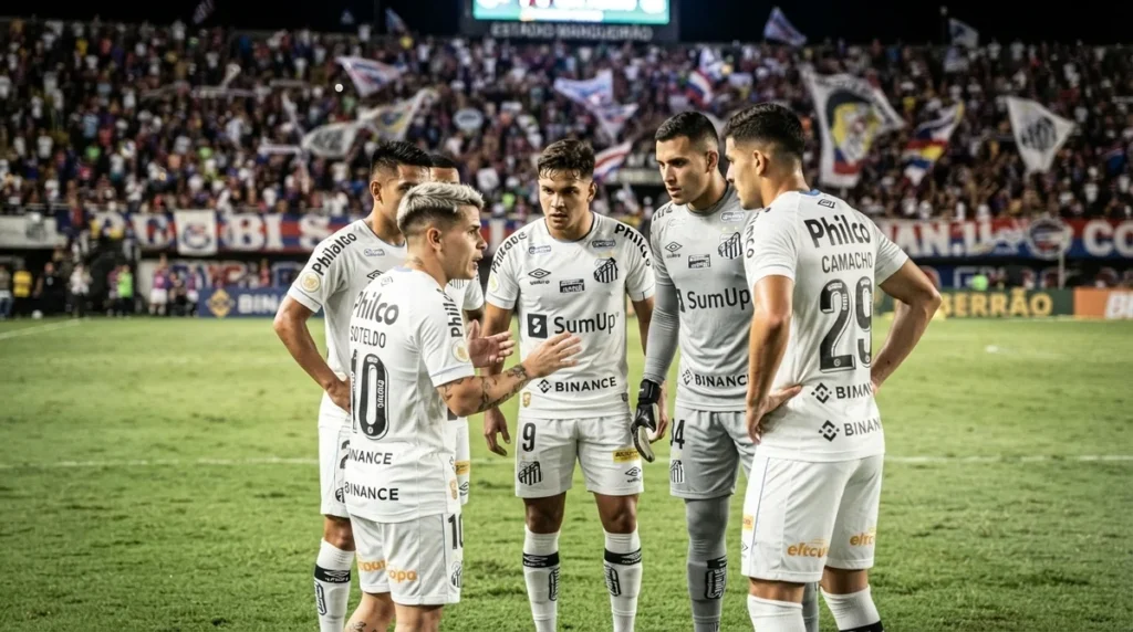 Jogadores do Santos se preparam para enfrentar o Remo pela Copa do Brasil